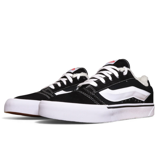 Vans Knu Skool Black White with Fur