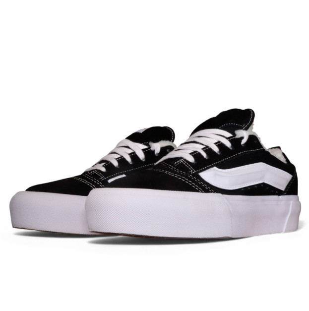 Vans Knu Skool Platform Black White WITH FUR
